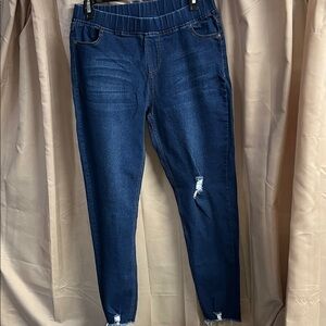 Women's Dark Blue Distressed Jeggings
